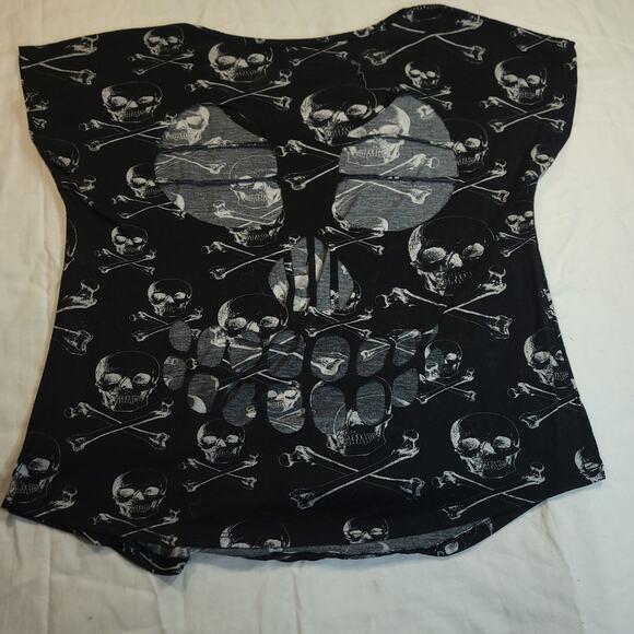 Social Misfits Casual Short Sleeve Crew Neck Graphic Shirt Womens Size S Black - Picture 7 of 7